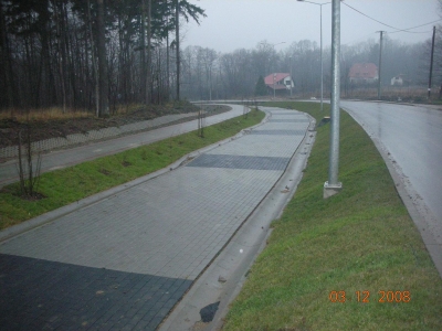 Przebudowa ul. Karbowej w Bielsku-Białej - na zdjęciu fragment drogi oraz zieleń