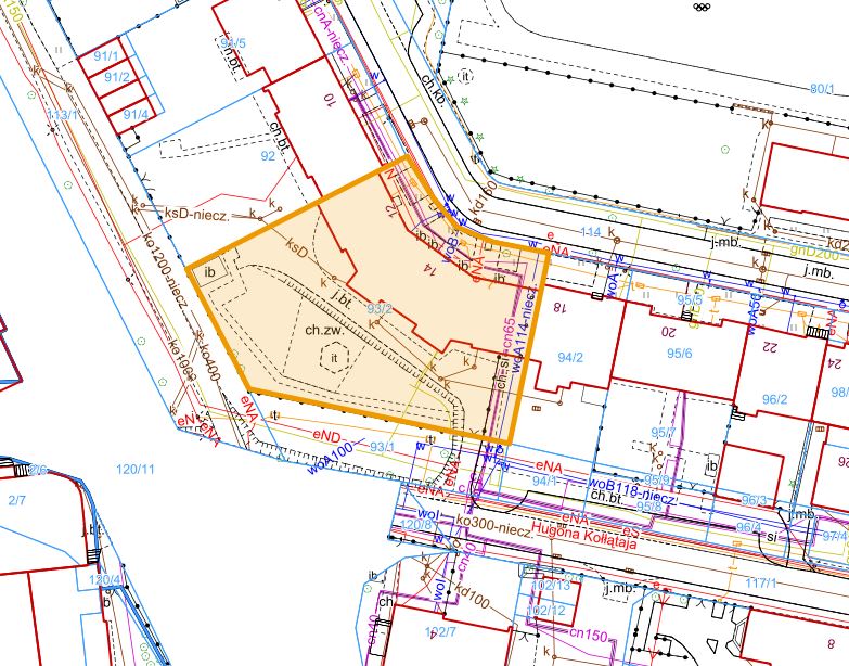 Mapa z zaznaczoną nieruchomością przy ul. gen. Stefana Grota-Roweckiego 12