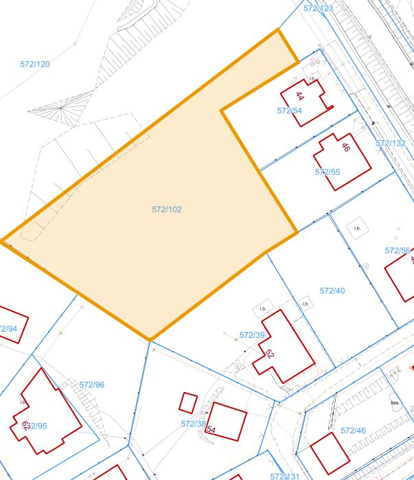 Mapa z zaznaczoną nieruchomością przy ul. Bukowej