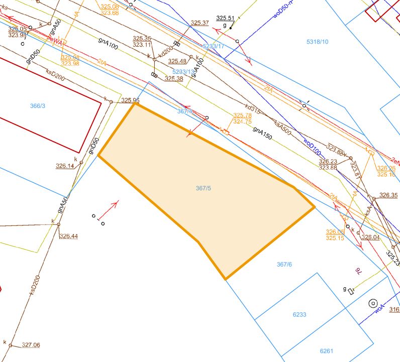 Mapa z zaznaczoną działką przy ul. Lipnickiej