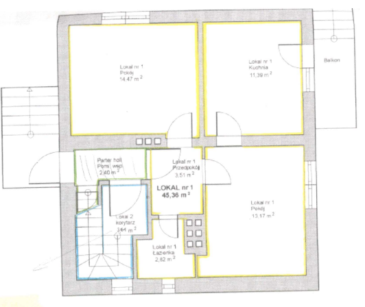 Rzut parteru budynku przy ul. Botaniczna 5