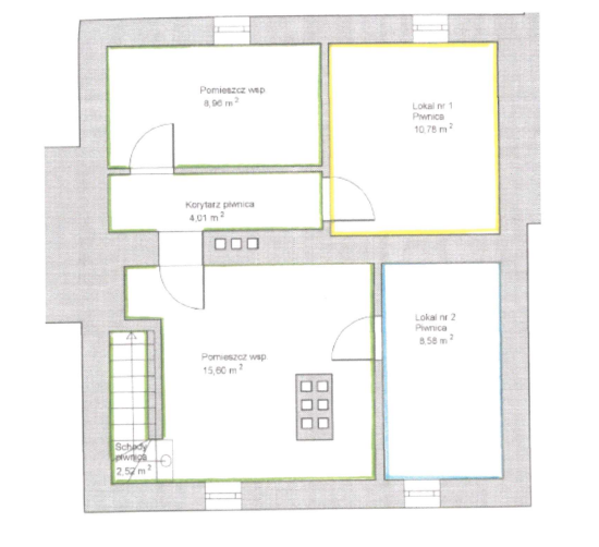 Rzut piwnicy budynku przy ul. Botaniczna 5