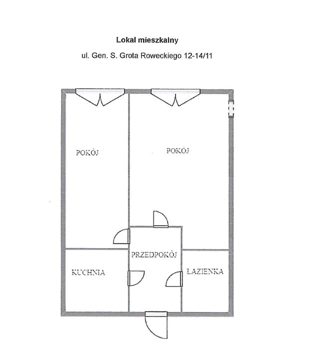 Rzut lokalu mieszkalnego przy ul. gen. Stefana Grota-Roweckiego 12/11