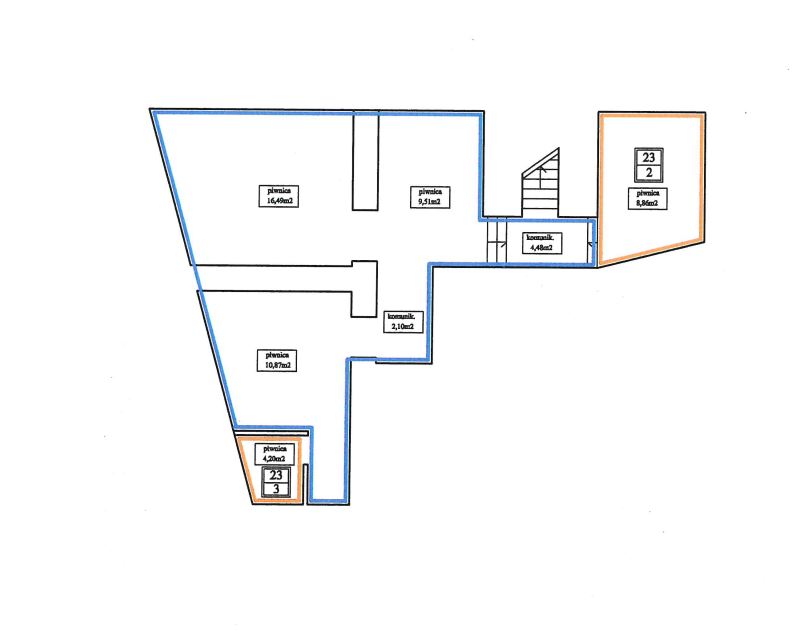 Zdjęcie przedstawiające schemat piwnic przy ul. 11 Listopada 23