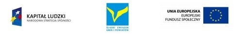 grafika przedstawiająca logo Programu Kapitał Ludzki, logo Śląskiego Związku Gmin i Powiatów oraz logo Europejskiego Funduszu Społecznego