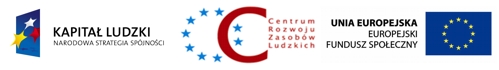 grafika przedstawiająca logo Programu Kapitał Ludzki, logo Centrum Rozwoju Zasobów Ludzkich oraz logo Europejskiego Funduszu Społecznego
