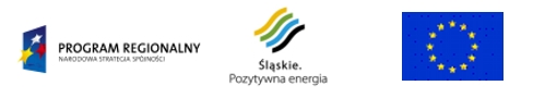 grafika przedstawiająca logo Programu Regionalnego Narodowej Strategii Spójności, logo Województwa Śląskiego oraz flagę Unii Europejskiej