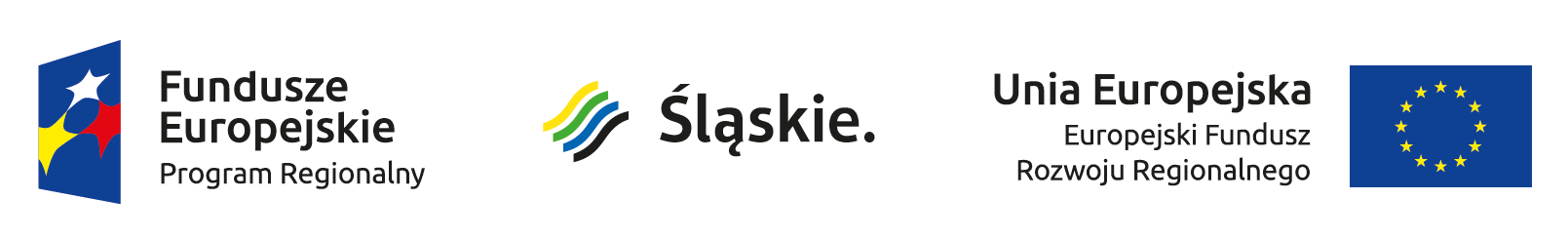 grafika przedstawiająca logo Funduszy Europejskich, logo Województwa Śląskiego oraz logo Europejskiego Funduszu Rozwoju Regionalnego