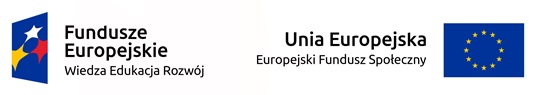 grafika przedstawiająca logo Funduszy Europejskich oraz logo Europejskiego Funduszu Społecznego