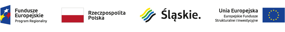 grafika przedstawiająca logo Funduszy Europejskich, flagę Polski, logo Województwa Śląskiego oraz logo Europejskich Funduszy Strukturalnych i Inwestycyjnych