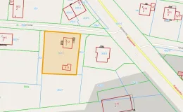 Mapa z zaznaczoną nieruchomością przy ul. Botanicznej 5