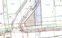 Mapa z zaznaczoną nieruchomością przy ul. Dzwonkowej