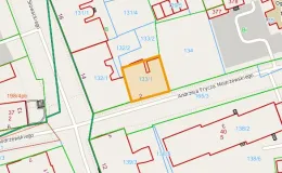 Mapa z zaznaczoną działką przy ul. Andrzeja Frycza Modrzewskiego 2