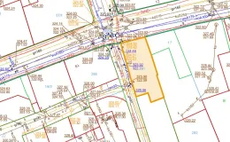 Mapa z zaznaczoną nieruchomością na rogu ul. Juliusza Słowackiego 2A / Władysława Orkana 17