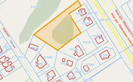 Mapa z zaznaczoną nieruchomością przy ul. Bukowej