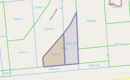 Mapa z zaznaczoną nieruchomością przy ul. Dzwonkowej