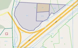 Mapa z zaznaczoną działką przy ul. Bohaterów Monte Cassino oraz Rudawka