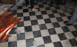 Kościół p.w. św. Małgorzaty zakrystia i resztki zużytej oryginalnej posadzki.