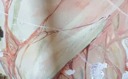 Uszkodzona marmuryzacja w sieni wejściowej.