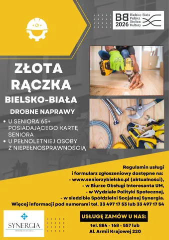 plakat dotyczący usługi dla seniorów Złota Rączka