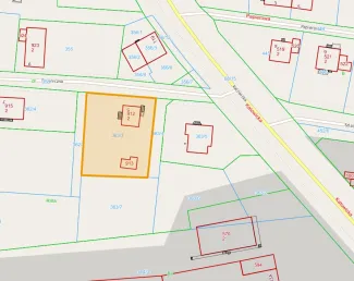 Mapa z zaznaczoną nieruchomością przy ul. Botanicznej 5