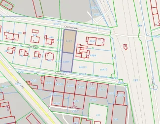 Mapa z zaznaczoną nieruchomością przy ul. Szlacheckiej