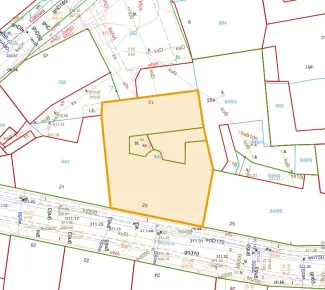 Mapa z zaznaczoną działką przy ul. 11 Listopada 23