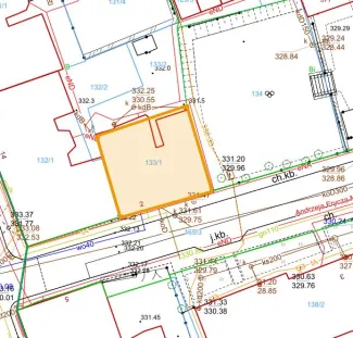Mapa z zaznaczoną działką przy ul. Andrzeja Frycza Modrzewskiego 2