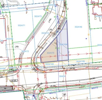 Mapa z zaznaczoną nieruchomością przy ul. Dzwonkowej