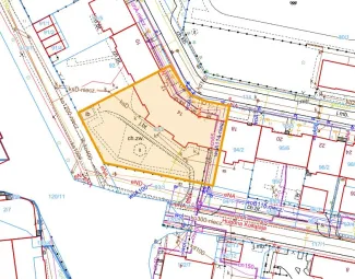 Mapa z zaznaczoną nieruchomością przy ul. gen. Stefana Grota-Roweckiego 12