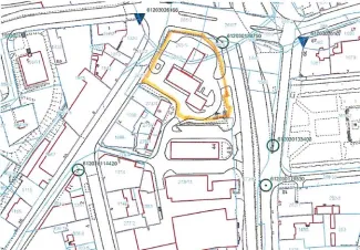 Mapa z zaznaczoną nieruchomością przy ul. Partyzantów 44