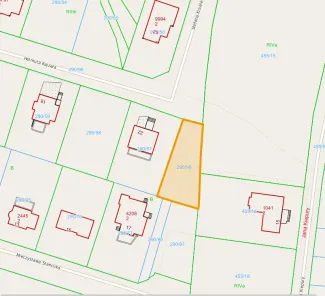 Mapa z zaznaczona nieruchomością przy ul. Helmuta Kajzara