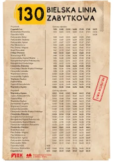 Rozkład jazdy linii nr 130